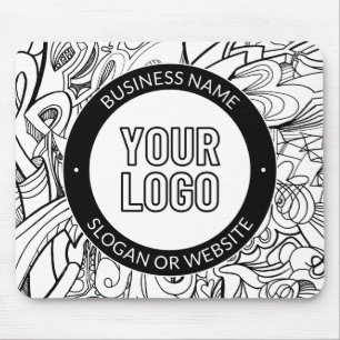 Modern Line Artwork & Your Logo w/Editable Text Mouse Mat