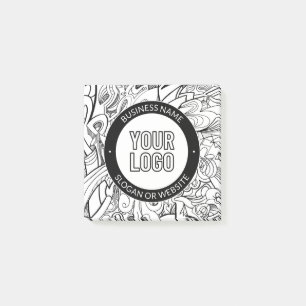 Modern Line Artwork & Your Logo w/Editable Text Post-it Notes