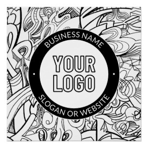 Modern Line Artwork & Your Logo w/Editable Text Poster