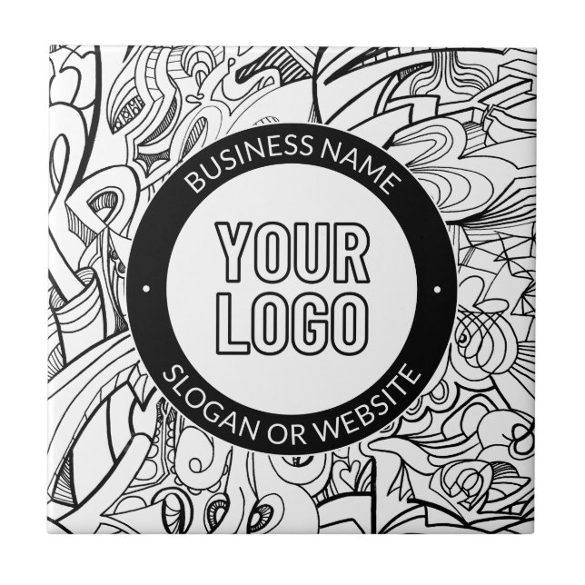 Modern Line Artwork & Your Logo w/Editable Text Tile (Front)
