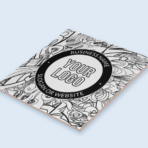 Modern Line Artwork & Your Logo w/Editable Text Tile