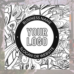 Modern Line Artwork & Your Logo w/Editable Text Window Cling
