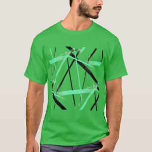 Modern Line Cool Geometry White Black Pastel-Green T-Shirt