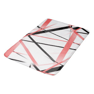 Modern Line Cool Geometry White Black Rose-Pink Bath Mat