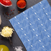 Modern Line Drawing Dog Blue White Kitchen Towels