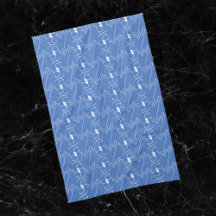 Modern Line Drawing Dog Blue White Kitchen Towels