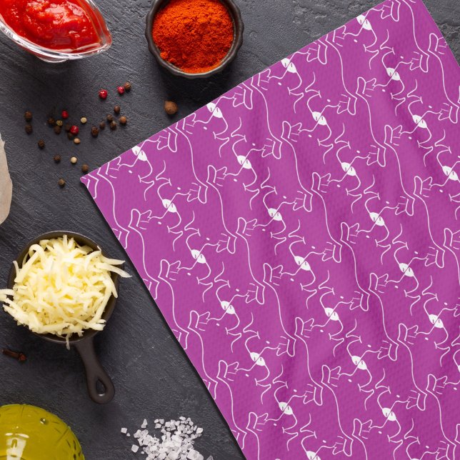 Modern Line Drawing Dog Pink White Kitchen Towels (Creator Uploaded)