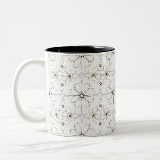 Modern line drawing flower pattern mug