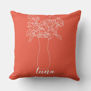 Modern Line Flower Original Flower Illustration Cushion