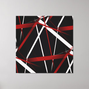Modern Line Urban Geometry Black White Red Canvas Print