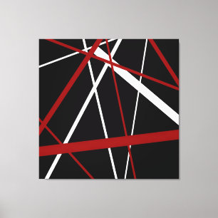 Modern Line Urban Geometry Black White Red Canvas Print
