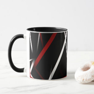 Modern Line Urban Geometry Black White Red Mug