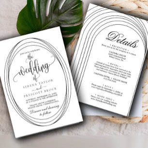 Modern Lined Arch Calligraphy All in One Wedding Invitation