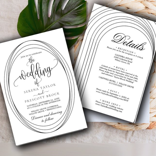 Modern Lined Arch Calligraphy All in One Wedding  Invitation (Creator Uploaded)
