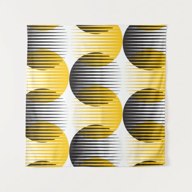 Modern lines and circle geometric seamless pattern tapestry (Front)