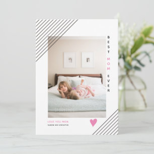 Modern lines Best Mum Ever Mother's Day photo Holiday Card