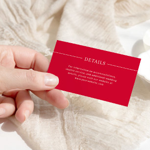 Modern Lines   Cherry Red Wedding Details Enclosure Card