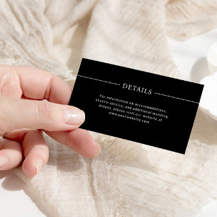Modern Lines Dark Black Wedding Details Enclosure Card