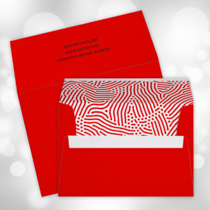 Modern Lines Dots Lined Red Envelope