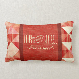 Modern Lines Geometric Mr. & Mrs. coral Lumbar Cushion