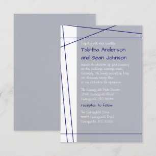 Modern Lines Navy -3x5 Wedding & Reception Invite