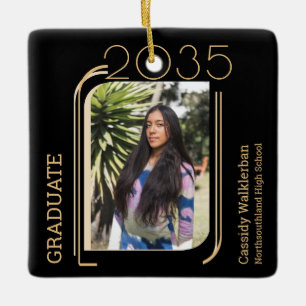 Modern Lines Photo Graduation Ceramic Ornament