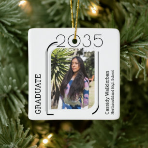 Modern Lines Photo Graduation Ceramic Ornament