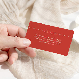Modern Lines   Poppy Red Wedding Details Enclosure Card