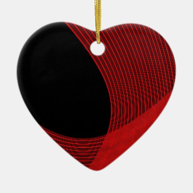 Modern Lines Red and Black Ceramic Tree Decoration (Front)