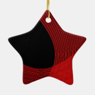 Modern Lines Red and Black Ceramic Tree Decoration