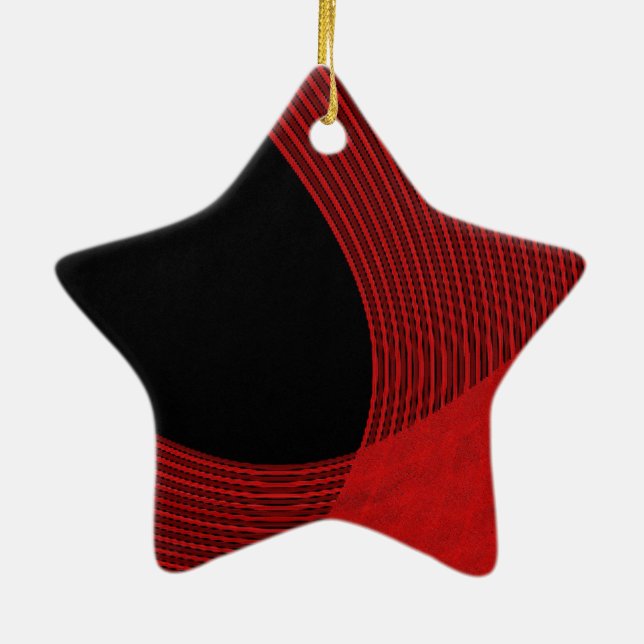 Modern Lines Red and Black Ceramic Tree Decoration (Back)
