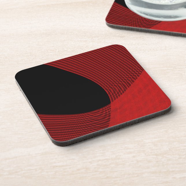 Modern Lines Red and Black Coaster (Left Side)