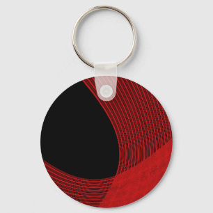 Modern Lines Red and Black Key Ring