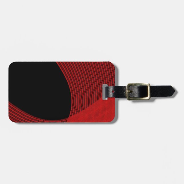 Modern Lines Red and Black Luggage Tag (Front Horizontal)