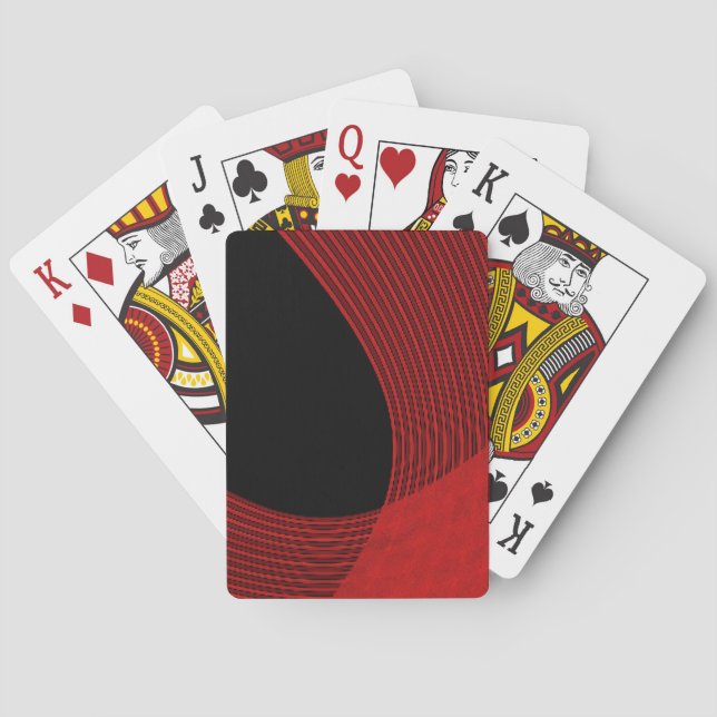Modern Lines Red and Black Playing Cards (Back)