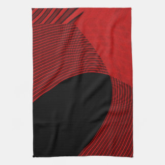 Modern Lines Red and Black Tea Towel