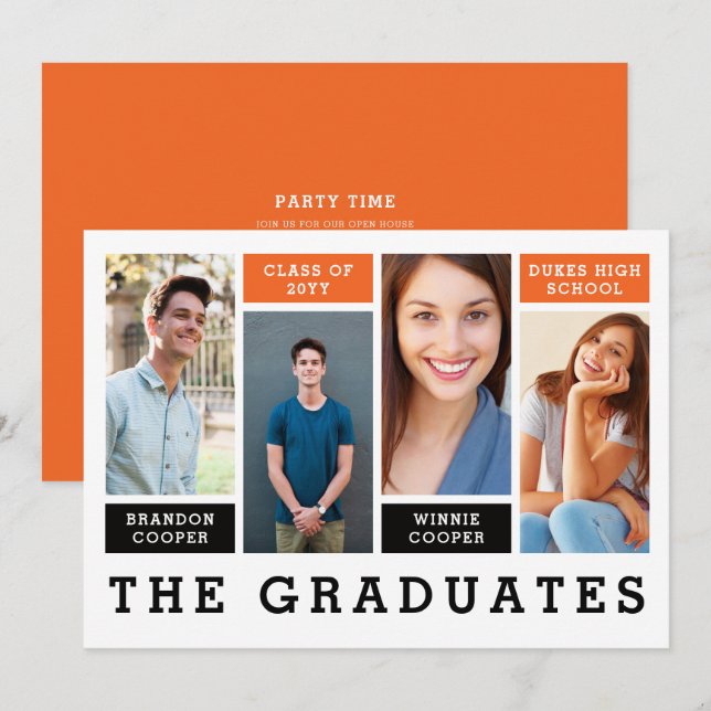 Modern Lines Sibling Graduation Announcement (Front/Back)
