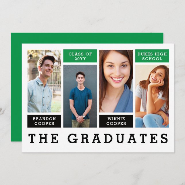 Modern Lines Sibling Graduation Announcement (Front/Back)