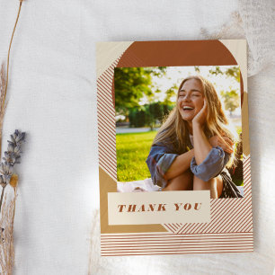 Modern Lines Terracotta 2 Photo Graduation Thank You Card
