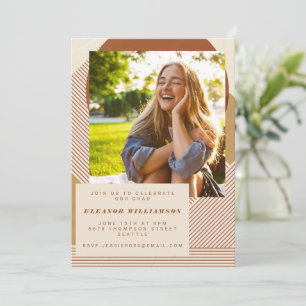 Modern Lines Terracotta 3 Photo Graduation Party I Invitation