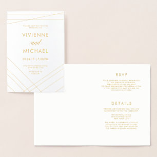 Modern Lines   Wedding Gold Foil Invitation