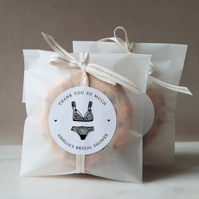 Modern Lingerie Bridal Shower Thank You Classic Ro Round Sticker (Creator Uploaded)