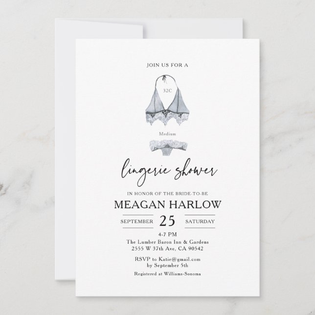 Modern Lingerie Panty Bridal Shower Invitation (Front)