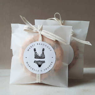 Modern Lingerie Shower Thank You Classic Round Sticker