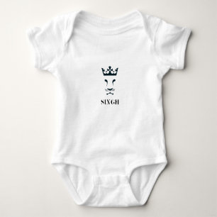 Modern Lion Graphic & Sikh Text One Piece Baby Bodysuit