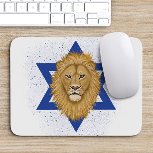 Modern Lion of Judah . Star of David Mouse Mat