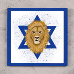 Modern Lion of Judah . Star of David Photo Print<br><div class="desc">This modern styled photo print allows you to show your support for Israel! A hand painted Lion of Judah is the focal point, with the Star of David in the background. A textured blue background over the white adds a grunge look. Add a matte and frame for meaningful modern wall...</div>