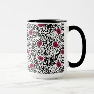Modern Lipstick Lips B&W Pattern Mug