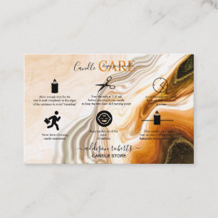 Modern Liquid Gold and Brown  Candle Care   Business Card