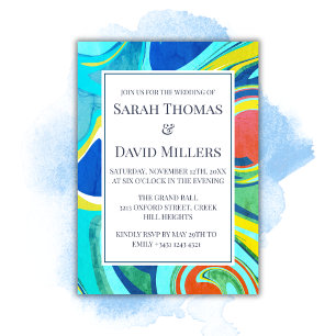 Modern Liquid Grunge Vibrant Wedding Invitation